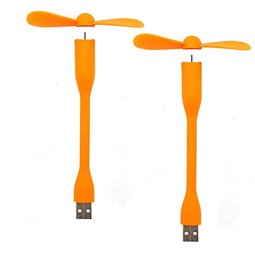 Sokelinn-six USB Flexible Fan, Mini Portable Cooling Fans USB Powered for Power Bank Laptop PC AC Charger - 2 Pack (Orange) - color: Orange