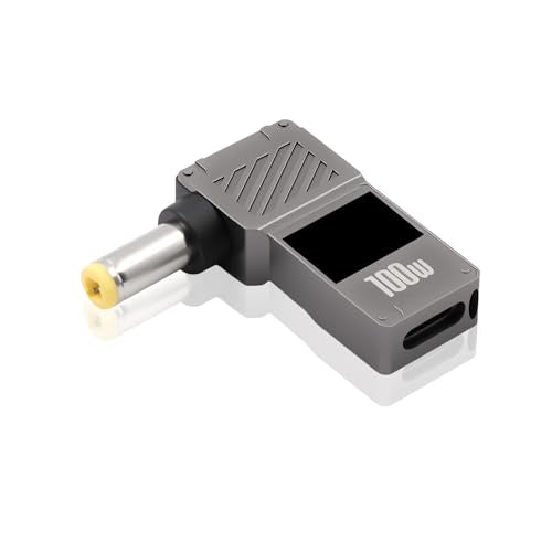 Danfetsoy USB C to DC 5.5 x 2.5mm 12V Converter with Digital Display, 100W 5A 90 Degree DC 5525 to USB C Male to Female Adapter Compatible for Tablet,PC,Camera, Speaker, Routers, 1pcs