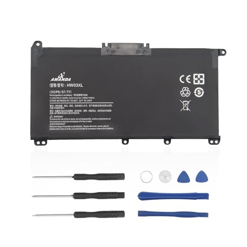 HW03XL Laptop Battery for HP Pavilion 15-EG 15-EG0010NR,15-EH0014na,15-EH1070WM 17-CP0XXX 17-CN0010nr, 17-CN0XX 17-CN0010nr, 17-CN0XX 240 245 250 255 G9 470 255 G8, 11.34V 41.04Wh - size: 9.44*5.23*1.26inch HW03XL