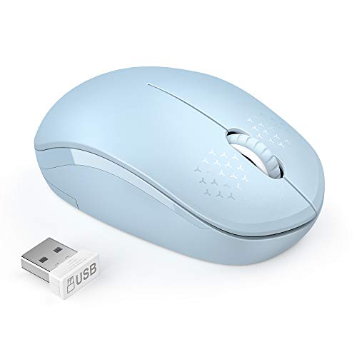 Wireless Mouse, 2.4G Noiseless Mouse with USB Receiver - seenda Portable Computer Mice for PC, Tablet, Laptop with Windows System (Light Blue) - color: Light Blue