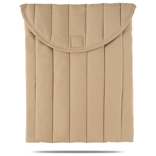 Puffy Laptop Sleeve 11-12 Inch, Soft Laptop Case, Beige | Compatible with 15-16 Inch Macbook Pro/Air, Asus/Dell Xps/Lenovo Laptops, Protective Carrying Bag for Women and Men - color: Streak-Beige, size: 11/12