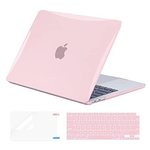 EooCoo for MacBook Air 13.3 inch Case with Keyboard and Screen Protector | Ultra Thin and Transparent, Hard Case Compatible with MacBook Air 13.3 inch M1 Chip 2021-2018 with Retina Display - color: Crystal Pink