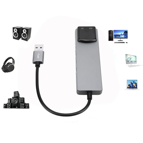 7.1 USB Surround Sound Card, External Sound Card for PC Laptop with SPDIF Digital High Resolution Audio, for Gaming Movies Music