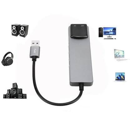 7.1 USB Surround Sound Card, External Sound Card for PC Laptop with SPDIF Digital High Resolution Audio, for Gaming Movies Music