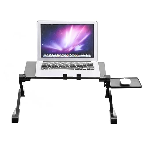 Laptop Stand with Cooling Fan 360° Foldable Laptop Desk Table Holder Board for Bed Sofa Couch Ergonomic Riser - color: Black