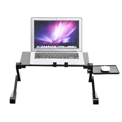 Laptop Stand with Cooling Fan 360° Foldable Laptop Desk Table Holder Board for Bed Sofa Couch Ergonomic Riser - color: Black