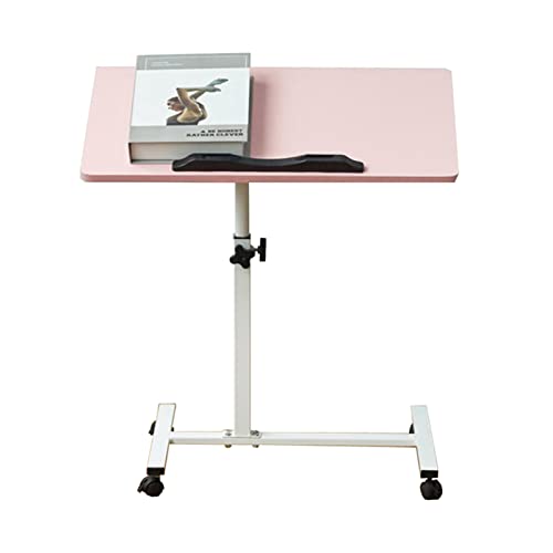 Overbed Table Adjustable Overbed Table Portable 360° Tilting Laptop Computer Sofa Table,Over Chair Tables for Disabled with Wheels,Adjustable 90Cm Desk,Pink - color: Pink