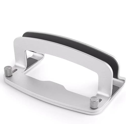LOTEYIKE Aluminum Vertical Laptop Stand, MacBook Pro Laptop Vertical Stand Dock Holder with Adjustable Slot Fits All Laptops Notebook Tablets MacBook Air- Save Space & Improve Airflow, Silver - color: Silver