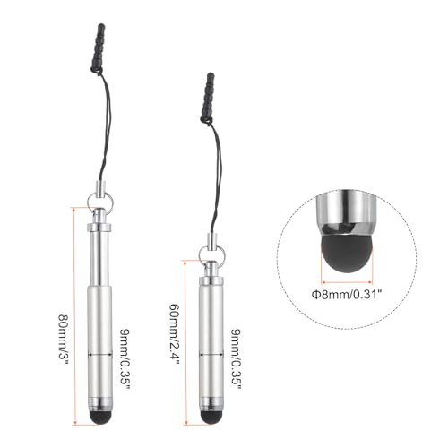 MECCANIXITY 5pcs Metallic Stylus Pen Retractable Aluminum Alloy Mini Capacitive Pens for Universal All Touch Screen Devices, Grey - color: Grey