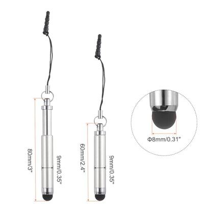MECCANIXITY 5pcs Metallic Stylus Pen Retractable Aluminum Alloy Mini Capacitive Pens for Universal All Touch Screen Devices, Grey - color: Grey