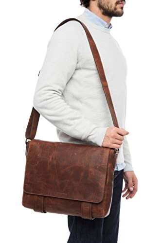 FRYE Men's Logan Messenger Bag, Cognac, One Size - color: Cognac Antique Pull Up