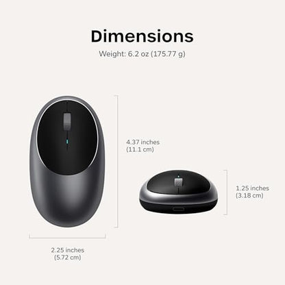 Satechi M1 Wireless Bluetooth Mouse, USB-C Rechargeable, Compact & Portable, for MacBook Air/Pro/Neo, iPad Air/Pro, iPad mini, Mac mini, iMac & Windows - Space Gray - color: Space Gray