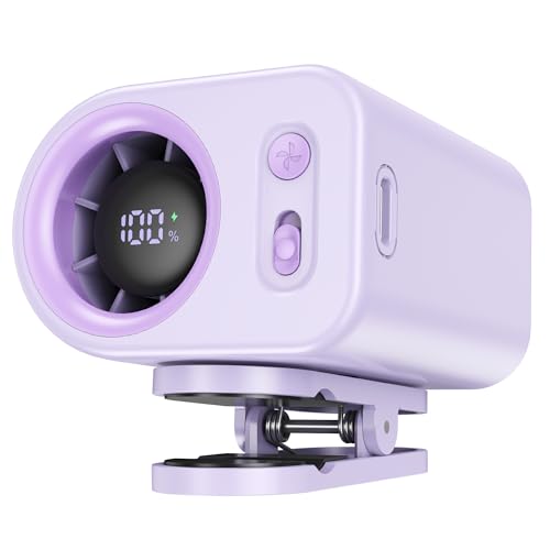 MINISO Clip On Fan Portable, 5-Speed 19500 RPM Strong Airflow Stroller Fan | Personal Fan for Waist & Skirt, Hands-Free Wearable Belt Fan Rechargeable for Travel, Camping, Hiking, Office & Outdoor - color: Purple