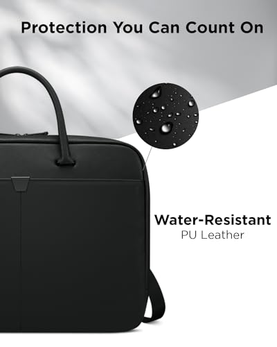 Lenovo 15.6-inch Laptop Bag (T200) - Water Resistant Leather Messenger Bag with Padded Device Compartment – Multi Compartment Professional Handbag with Shoulder Strap for Travel & Business