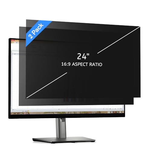 MOBDIK 24 Inch Computer Privacy Screen Filter for 16:9 Aspect Ratio | 2 Pack Removable Computer Monitor Privacy Screen Shield, Anti-Spy, Anti-Glare Blue Light Filter, Anti-Scratch - size: 24"(16:9)