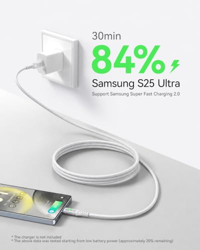 INIU USB C to USB C Cable [6.6ft, White, 2-Pack], 100w USB C to C Fast Charging Cable for iPhone 17 16 15 Pro Max Samsung S25 S24 Ultra Laptops MacBook iPad Air Switch etc. - color: White, size: 6.6ft+6.6ft