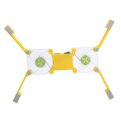 USB Cooling Pad, Laptop Cooling Stand with Fans and LED Blue Light, Simple Design, Safe Power Supply, Wide Application, Anti Skid Mount, Foldable Cooler (Yellow) - color: Yellow