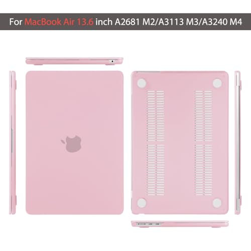 Teryeefi Compatible with M5 MacBook Air 13.6 inch M2 M3 M4 Case 2022 2023 2024 2025 2026 Model A2681/A3113/A3240/A3449, Laptop Hard Shell Case&Keyboard Cover&USB 3.0 Adapter, Frosted Chalk Pink - color: Frosted Chalk Pink