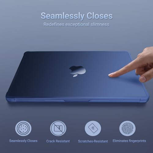 MOSISO Anti-Crack Case for MacBook Air 13 inch M5 M4 M3 M2 2026-2022 | 3 in 1 Kit Anti-Fingerprints Reinforced TPU Bumper Hard Shell for MacBook Air 13.6, A3449 A3240 A3113 A2681, Midnight Clear - color: Midnight Clear