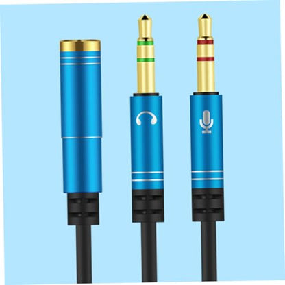 OSALADI 2PCS Headphone Splitter Cable and Microphone Connector for Desktop and Laptop Computer Accessory Practical Y Splitter Wire for Smartphone Headset Separation and Black