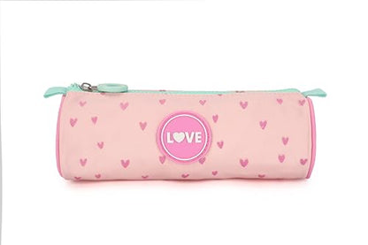 Wheels Rolling Kids Backpack for Elementary Luggage School Trolley Bag with Lunch Box 3pc Set (HEART PINK) - color: Heart Pink