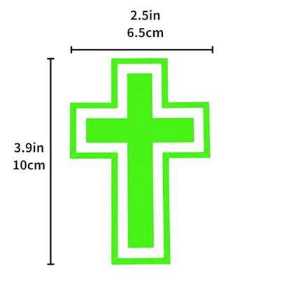 2 Pieces Fluorescent Neon Green Cross & Buddha, Skull Car Decal, Safety Religious Spiritual Stickers for SUV, Windows, Motorcycles, Skateboard Christian Night Visibility Hide Scratches (Cross A) - color: Cross a