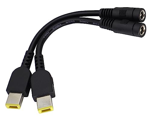DC 5.5mmx2.1mm to Square Interface Plug Converter DC5.5mm x2.1mm to Square tip Power Converter Cable Laptop Power Adapter Compatible for Le-no-vo Think-Pad I-B-M [2pack-5521] - color: DC5521F