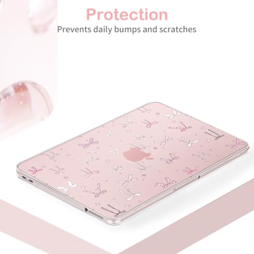 Feams for MacBook Neo 13 Inch Case 2026 A3404, Stylish Protective Clear Case Hard Shell Transparent Cover for MacBook Neo 13 Inch 2026 (A18 Pro Chip) with Keyboard Cover, Cute Bow - color: Cute Bow