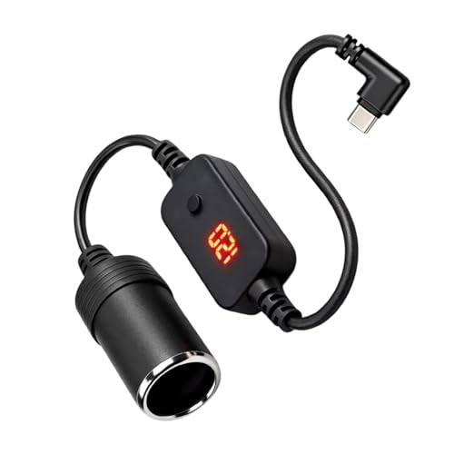 5 in 1 USB C to 12V 15V 20V Car Cigarette Lighter Adapter, Flexible Cable Multi Volt Type C Male to Socket Converter, Power Delivery Cord for Dash Cam Laptop - color: 1.2 meters