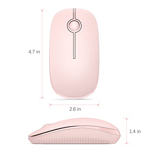 Unipows Wireless Mouse-2.4G Slim Portable Computer Mouse, Pink | Nano Receiver, Less Noise Mobile Optical Mice for Notebook, PC, Laptop, Desktop - color: Pink