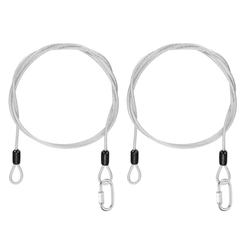 PATIKIL Security Cable Lock (1/8" Dia 1.6ft, Clear)(2 Set) Vinyl Coated 304 Stainless Steel Double Loop Flexible Wire Rope Safety Cable with Quick Links Locking Connectors - color: Clear, size: 1.6ft x 1/8"