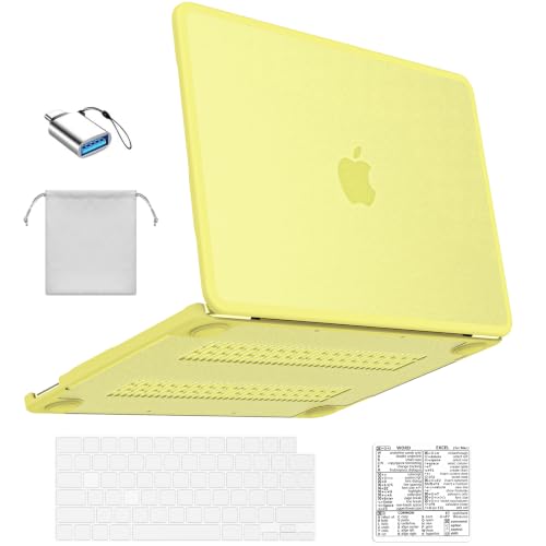BlueSwan Anti-Crack Case for MacBook Neo 13 inch 2026, Model A3404 A18 Pro | Rugged TPU Bumper, Anti-Scratch Hard Shell Case & Keyboard Cover & Type-C & Pouch & Shortcuts Sticker - color: Frosted Citrus