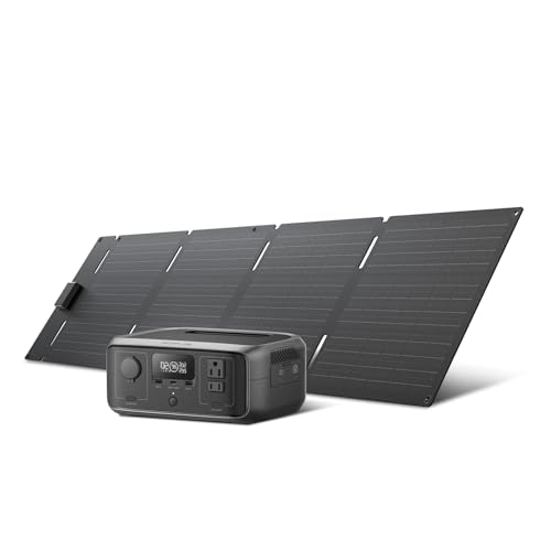 EF ECOFLOW Solar Generator RIVER 3 & 60W Solar Panel, 245Wh 300W | LFP Battery, 300W Up to 600W AC Output, <20 MS UPS, 1Hr Fast Charging Power Station for Outdoor/RVs - style: RIVER 3+60W Solar Panel