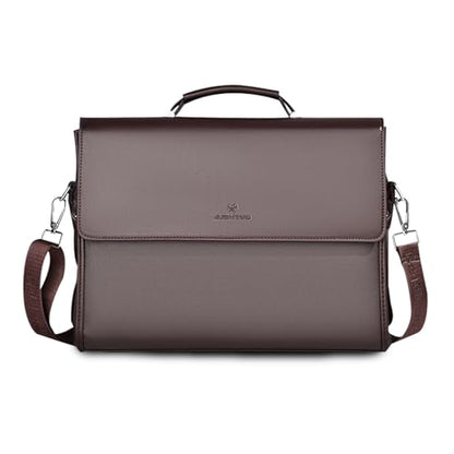 FANDARE Laptop Briefcase Men Notebook Case PU Leather Document Case Cross-Body Shoulder Messenger Bag 12.9 inch Laptop Handbag Work Travel Business School Professional Waterproof Bag Brown - color: Brown