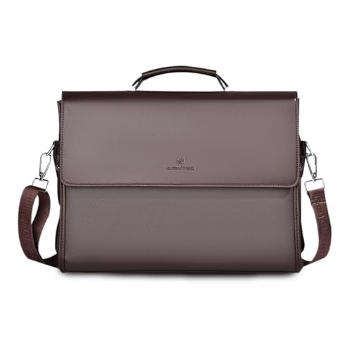 FANDARE Laptop Briefcase Men Notebook Case PU Leather Document Case Cross-Body Shoulder Messenger Bag 12.9 inch Laptop Handbag Work Travel Business School Professional Waterproof Bag Brown - color: Brown