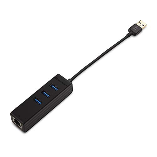 Cable Matters 4-in-1 USB 3.0 Hub with Gigabit Ethernet | 10/100/1000Mbps Network, 3x 5Gbps USBA Ports, Black