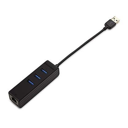 Cable Matters 4-in-1 USB 3.0 Hub with Gigabit Ethernet | 10/100/1000Mbps Network, 3x 5Gbps USBA Ports, Black