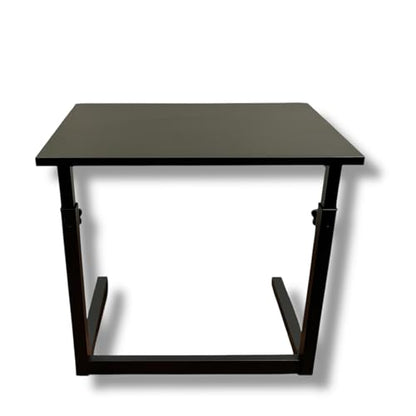 Height Adjustable C-Shaped Sofa Side Table, Laptop Table for Couch & Bed, Black - color: Black
