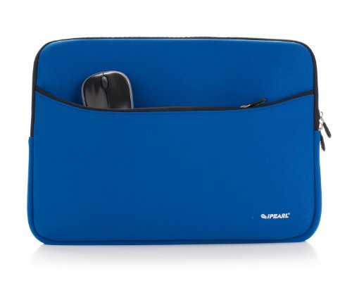 13-inch Soft Neoprene Sleeve Case for MacBook & UltraBook Laptop (Built-in External Pocket) - Blue