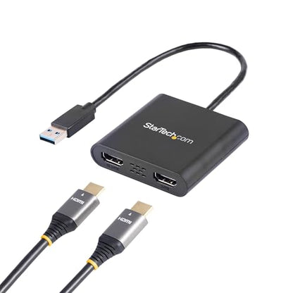 StarTech USB-A 3.0 to Dual HDMI Adapter, 4K 30Hz + 1080p 60Hz, Windows only | USB 5Gbps to 2x HDMI external graphics, 1x 4K 30Hz + 1x 1080p 60Hz, Extend or mirror - style: Windows Only