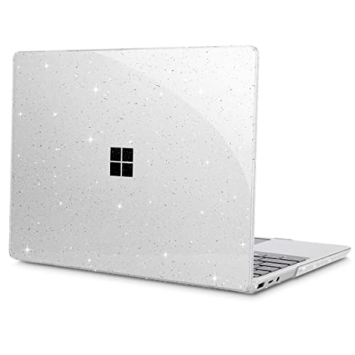 May Chen Compatible with Microsoft Surface Laptop Go 3/2/1 12.4 Inch Case, Plastic Hard Shell with Screen Protector + Keyboard Cover, Clear Glitter - color: Clear Glitter