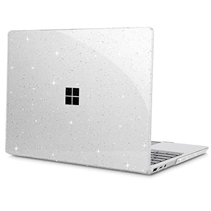 May Chen Compatible with Microsoft Surface Laptop Go 3/2/1 12.4 Inch Case, Plastic Hard Shell with Screen Protector + Keyboard Cover, Clear Glitter - color: Clear Glitter