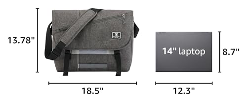 OIWAS Messenger Bag for Men, 15.6 Inch Laptop Crossbody Bags Women Casual Satchel Shoulder Bag College Travel Office Briefcase - color: Grey, size: 15.6 Inch