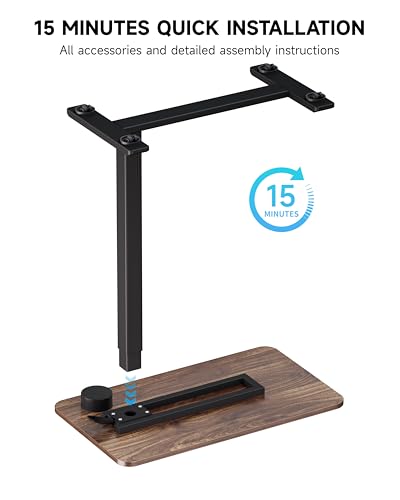 BIZUM Adjustable Bedside Table with Swivel Hidden Wheels Pneumatic Rolling Desk Mobile Standing Desk with Cup Holder for Hospital Home(31.5"x15.8" Walnut) - color: Walnut, size: 31.5"x15.8"
