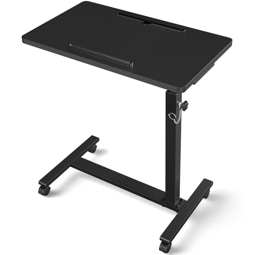 Eocnrhe Adjustable Overbed Bedside Table, Hospital Bed Table with Wheels, Portable Rolling Desk, Mobile Small Standing Desk, Rolling Laptop Stand, Computer Cart - size: 29.92inch