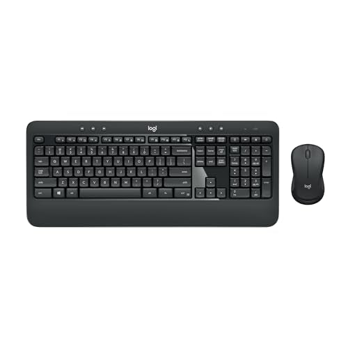Logitech MK540 Full Size Advanced Wireless Keyboard and Mouse Combo | Full size quiet keyboard with number pad & integrated palm rest, full size ambidextrous mouse, includes USB-A Nano Receiver