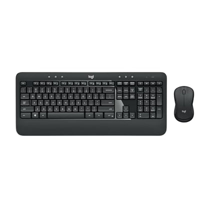 Logitech MK540 Full Size Advanced Wireless Keyboard and Mouse Combo | Full size quiet keyboard with number pad & integrated palm rest, full size ambidextrous mouse, includes USB-A Nano Receiver