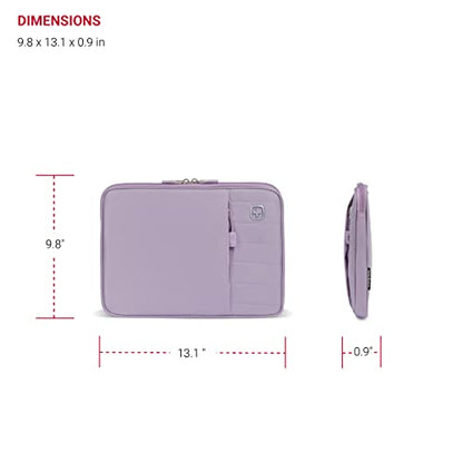 SwissGear Padded Zippered Laptop Sleeve, Micro-Twill Laptop Case with Zippered Front Compartment & Fleece Lining - color: Lilac, size: 13-Inch