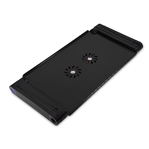 Laptop Stand with Cooling Fan, 360° Adjustable Foldable Laptop Desk with Cushion Pad, W Cooling Fan, Mouse Board for Home Office - color: Black