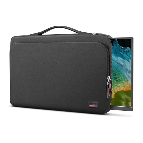 16.1/15.6 Inch Portable Monitor Case, 15.6 inch Laptop Protective Carrying Cover with PU Handle, Large Accessory Pocket and Water Resistant for Travel Monitor Bag Display Screen Sleeve, Black - color: Black, size: 15.6inch